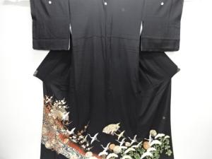 箔置き群鶴に枝梅模様留袖（比翼付き）